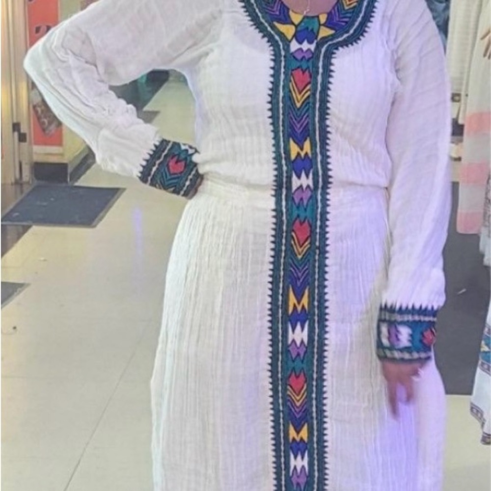 Embroidered White Dress